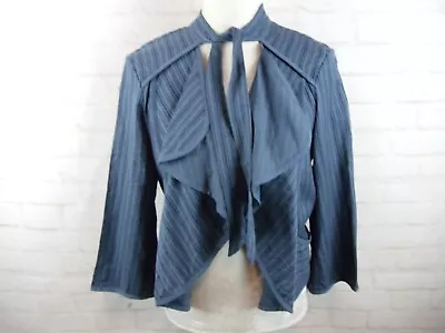 Cabi Women's Size S Blue Striped Peplum Ruffle Tie Top Light Weight Jacket NWT • $17.50