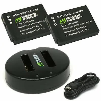 Wasabi ENEL12 Batteries & Dual Charger For Nikon Coolpix W300 KeyMission 170 360 • $65.95