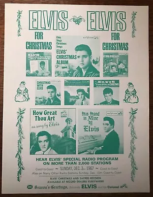 1967 Elvis Presley For Christmas Vintage Promotional Green Flyer • $25