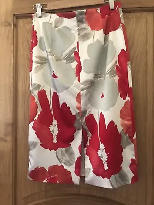 Coast Straight Pencil  Skirt Multicoloured Large Floral Pattern Uk Size 10 • £5.99