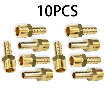 10PCS Brass 3/8In Hose Barb To 3/8In Male NPT Hose FittingWater Fuel Air Metals • $12.98