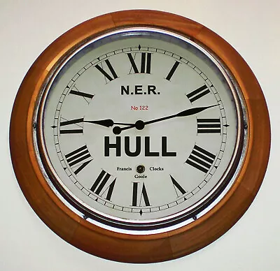 NER North Eastern Railway Style Wooden Clock Hull Station Replica. • £65