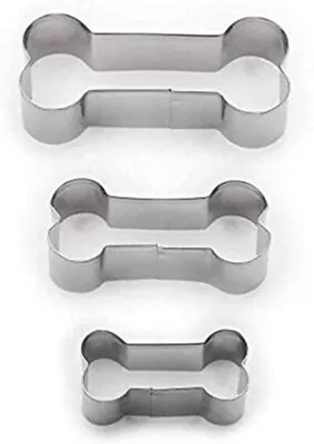 3 Pieces Stainless Steel Metal Dog Bone Shape Cookie Cutter Set Silver • $8.66