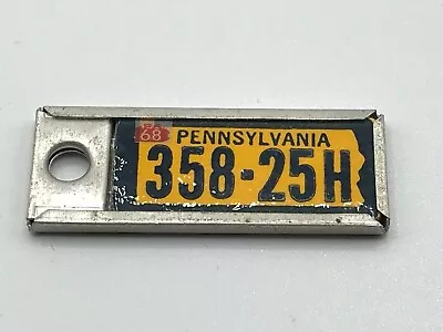 Pennsylvania Mini License Plate FOB For A Keychain Veterans DAV Vintage 1968 • $8.16