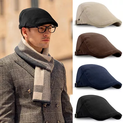 Men Herringbone Ivy Hat Solid Cotton Gatsby Cap Golf Driving Flat Cabbie Newsboy • $8.95