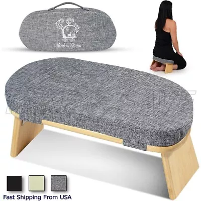 Bamboo Meditation Bench With Carrying Bag Kneeling Stool Portable Yoga Bench • $21.89