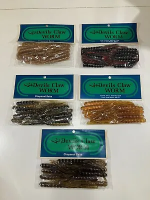 Vintage Plastic Fishing Lure Devils Claw Worm 5 Packs Bass Pike Muskie Rare • $16