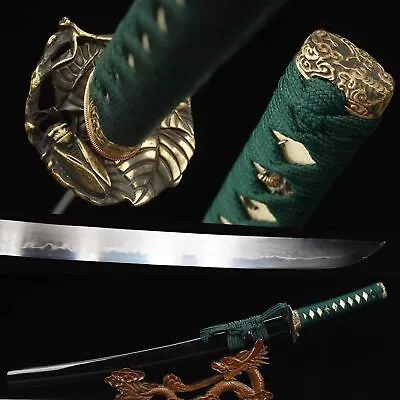 Razor Sharp Japanese Cicada Wakizashi Clay Tempered T10 Steel Real Samurai Sword • $245