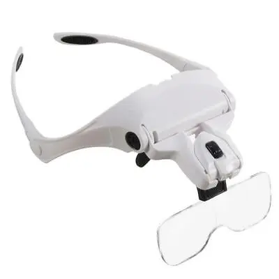 Magnifying Glass Headset 2 LED Light Head Headband Magnifier 5 Lens With Box UK • £12.10