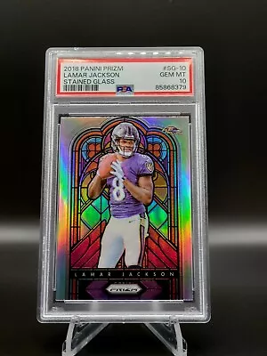 2018 Prizm Stained Glass - Lamar Jackson Rookie (RC) - PSA 10 GEM MT - MVP • $1308.08