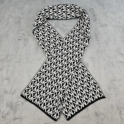 Michael Kors Monogram Scarf Black White All-Over Print Soft Warm Winter 9x64 • $13.89