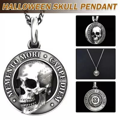 Memento Mori Skull Pendant Necklace For Men Gothic Punk Jewelry Gift Accessory~ • $15.99