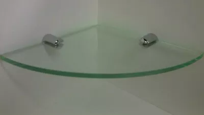 Floating Corner Shelf Chrome Brackets Acrylic Perspex Plastic Glass Effect 180mm • £8.99