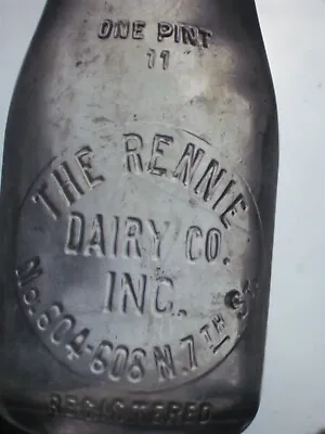 $17.60 • Buy Clear Embossed 1 Pt. The Rennie Dairy Co. Inc. Milk Bottle. Richmond, Va.