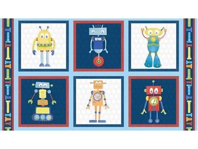 Robots Block Fabric Quilt Panel Wilmington Prints Danielle Leone #27623-413 • $14.99