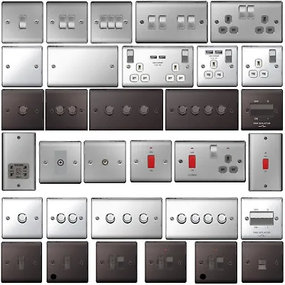 BG NEXUS BRUSHED STEEL  BLACK NICKEL POLISHED CHROME Switches Sockets Full Range • £8.38