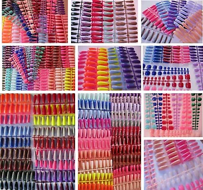 1-33 Sets! Long Fake Nails Acrylic Artificial False Nail Tips Finger Toe Sets XL • £2.99