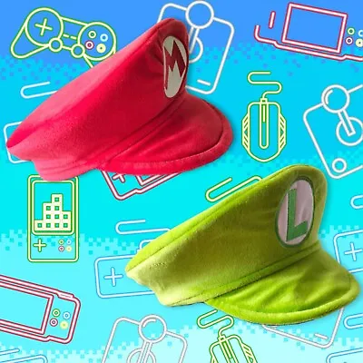 Mario & Luigi Caps Cosplay Costume Kids Mens Small Red Embroidery Logo • $18.99