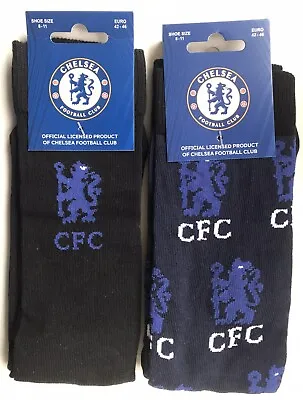 Chelsea FC Official Logo Crest Socks. UK Mens Size 8-11 *NEW* Blue / Black • £4.95