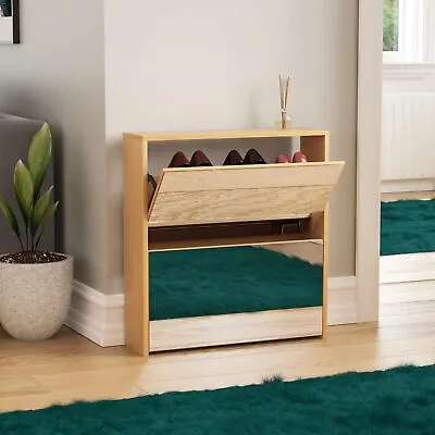 Shoe Rack Shoes Mirrored Storage Cabinet Wooden Stand Cupboard Unit 2 3 4 Drawer • £46.39