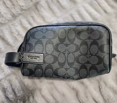 Coach Toiletry Bag Dopp Large Travel Kit Black Calf  Leather NEW • $75