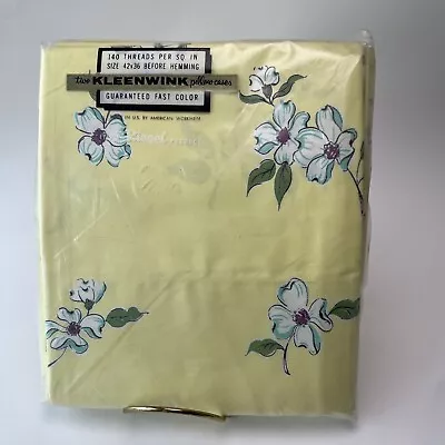 Kleenwink Pillow Cases  2 Dogwood Flowers - YELLOW 42x36 Vintage NOS  • $13.99