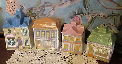 $45 • Buy Vintage Avon Townhouse Canister Collection 1987 Ceramic Containers Set Of 4
