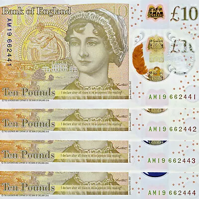 4 X Mint Consecutive  A  Prefix 1st Bank Of England Polymer £10 Notes Of 09.2017 • £79.99