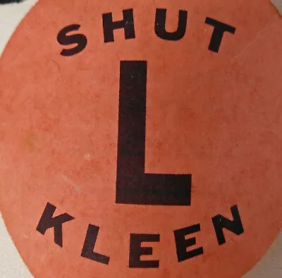 Shut L Kleen Tag Label Round 2.5” No Jammed Sewing Machine Vtg Pink • $1