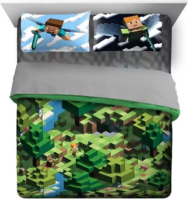 Minecraft  Day And Night  Kids Reversible Bed Set - AB07RLTRB776 AB084D4S8KM7 • $98.95