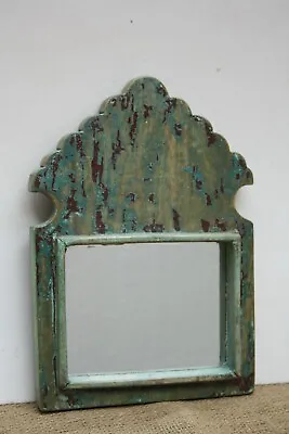 Wood Vintage Wall Mirror Wood Moroccan Mirror Distressed Look Mirror Wall Mirror • $56