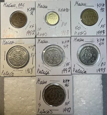 Macau PRC 1952 - 1998 Ten 10 & 50 Avos And 1 & 5 Patacas XF - BU 7 Coin Lot • $19.99