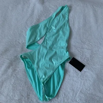 New South Beach Ladies Mint Green Sequin Cut Out Swimsuit Size 8 • £20