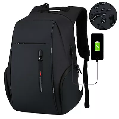 15.6 Inch Laptop Backpack Waterproof USB Rucksack Men Women Travel School Bag • £13.99