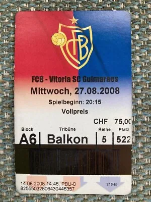 FC Basel Vitoria SC Guimaraes Football Ticket UEFA Champions League 27 Aug 2008 • £2.19