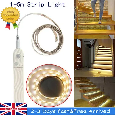 £6.47 • Buy PIR Motion Sensor LED Strip Light Battery Powered Stairs Cabinet Closet HomeLamp