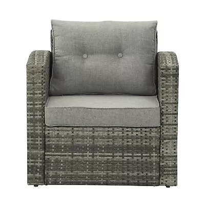 WINDAZE Outdoor Single Sofa  Aluminum Frame Wicker Couch With Grey Cushions • $159.99