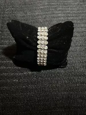 Vintage Costume 3 Rows Expandable Stretch Band Rhinestones 6” • $15.99