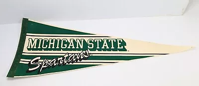 Vintage Michigan State MSU Spartans 39  Felt Green White Stripe Pennant  • $23