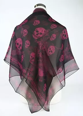 $295.26 • Buy Alexander McQueen Black/Light Purple Multiskull Print Silk Scarf 528571 1071