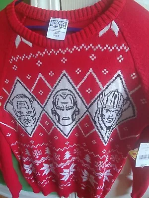 $15.99 • Buy Marvel Comics Avengers Festive Ugly Christmas Sweater New Women's Size S Thor