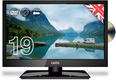 CELLO 19  INCH 12v Volt FULL HD LED TV FREEVIEW HD SAT & DVD USB CARAVAN TV • £197.99