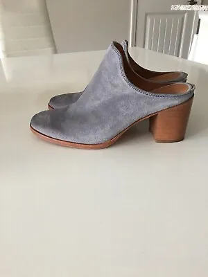 Frye Jea Blue Suede Leather Slides Mules Heels Size 7.5b • $35