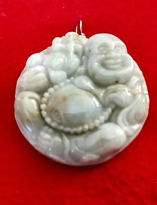  Vintage Jade Laughing Smiling Buddha Pendant • $85