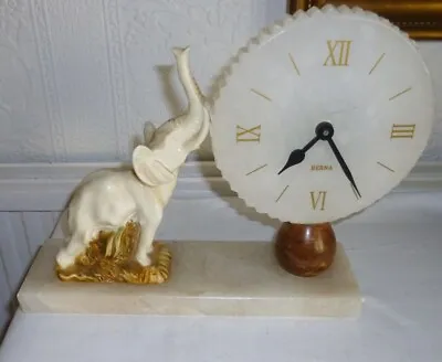 Marble And Stone Clock And Elephant Figure • £9.99