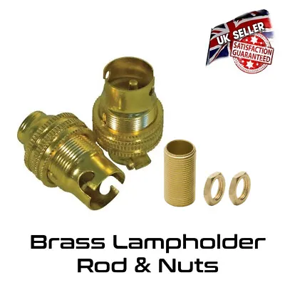 £5.50 • Buy Brass Lamp Holder UN Switched 1/2  Small Bayonet SBC Bulb Holder & Threaded Rod