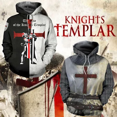 $20.99 • Buy Medieval Crusader Cross Knights Templar Armor Sweater Sweatshirt Pullover Hoodie