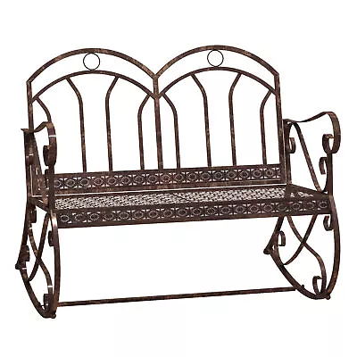 Rocking Chair Swing Bench Loveseat Metal Bronze Garden Outdoor • £91.98