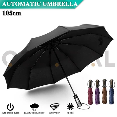 $13.19 • Buy Automatic Umbrella Auto Open Close Compact Folding Anti Rain Windproof 10Ribs
