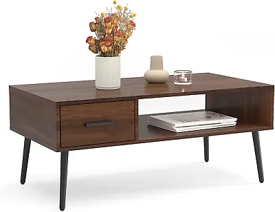 Coffee Table Mid Century Modern Style Cocktail Table TV Stand With Drawer Open • $134.99